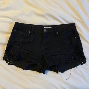 Ardene Black Jean Shorts with Lace Detail